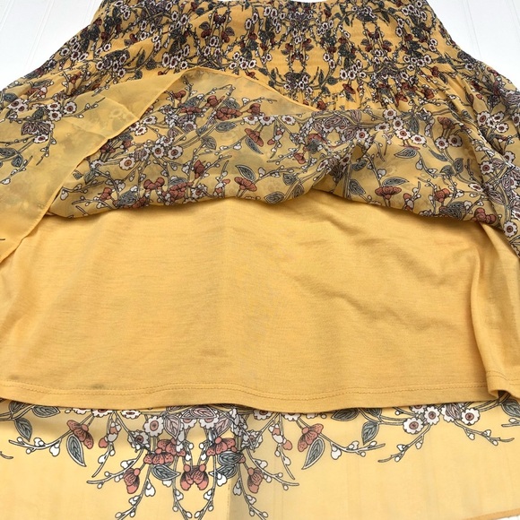 Max Studio Yellow Spring Floral Gathered Skirt Lined WOMENS size Small EUC - Picture 5 of 8